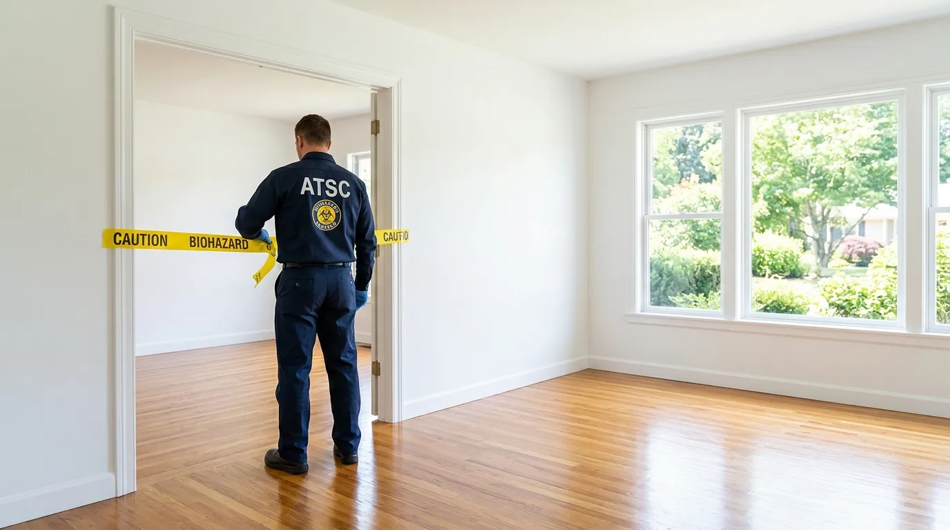 Certified biohazard cleanup crew performing Trauma Scene Cleanup in Childersburg